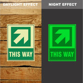 Custom Sign,Photoluminescent This Way Arrow Sign